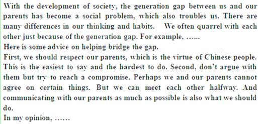 你以儿子(女儿)的身份, 根据下表内容, 用英语写