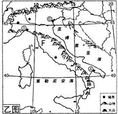 甲、乙两图分别为印度和意大利的地理简图,读
