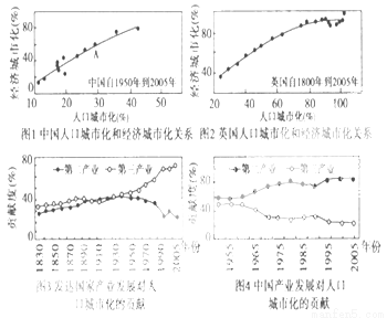 分析有关城市化及产业结构的图文资料,回答问