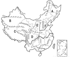 读中国山脉分布图,回答下列问题(5分)图片