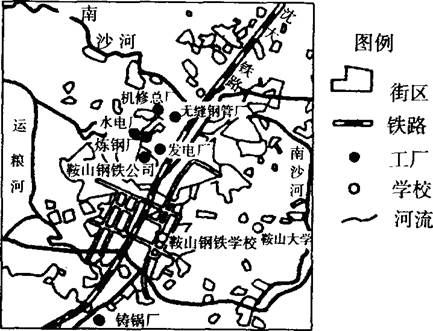 于图中②③④⑤的说法正确的是 A.工业集聚形