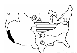 读美国农业分布图,回答下列各题。1.图中带标