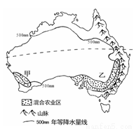 图是澳大利亚的混合农业分布示意图,读图完成