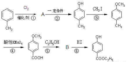 工业上用甲苯生产对羟基苯甲酸乙酯,生产过程