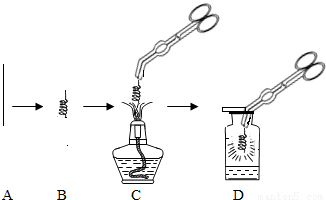 下图所示是木炭在氧气中燃烧的全部操作过程示