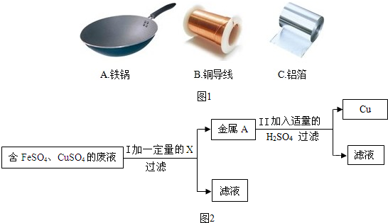 金属在生产和生活中有广泛的应用.(1)图1制品中