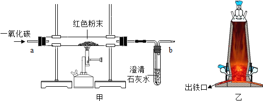 在如图中,甲图是一氧化碳与氧化铁反应装置的