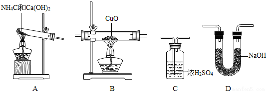 化学小组根据氨气还原氧化铜的反应,设计实验