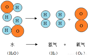     ①水分解生成氢气和氧气; ②分子可以再分,原子不