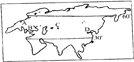读世界气候类型分布图,完成表格: 图中代号 气候