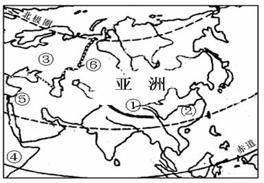 "读"亚洲的范围图",回答:(1)从经纬度."习题详情