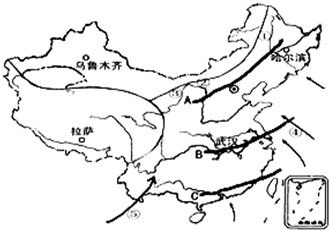 读我国冬、夏季节风向示意图,分析回答下列问