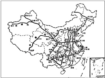 读《我国主要铁路干线图》填写铁路线名称:同