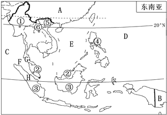 读东南亚示意图,完成下列填空.