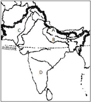 读南亚示意图回答(1)写出国家名称:A_B_C_(2