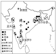读印度矿产资源、棉花、黄麻和工业分布图,回