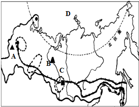读俄罗斯矿产分布图(如图),回答下列问题:(1)写