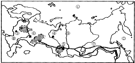 读俄罗斯矿产分布图(如图),回答下列问题:(1)写
