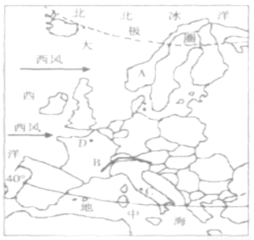 读欧洲西部地形图和欧洲西部气候图,回答下列