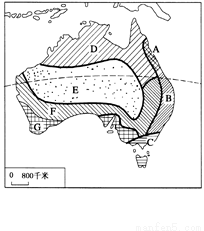 读下图 澳大利亚牧羊带的分布图,完成下列各