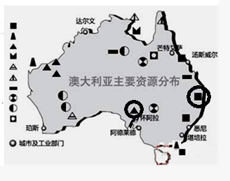 读澳大利亚简图和主要资源分布图,回答问题.(1