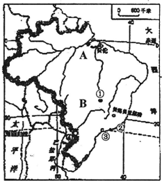 读巴西略图,回答下列问题(1)填出图中字母代表