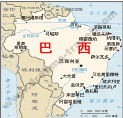 读巴西人口分布图回答问题:(1)巴西人口分布