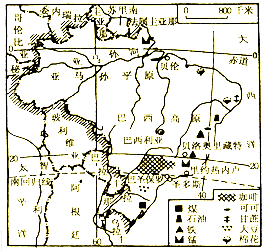 巴西东临大西洋,是拉丁美洲最大的国家.读图回