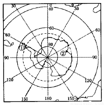 读南极洲图,完成下列各题:⑴将下列三个大洋的