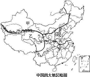 读图我国四大地理区域示意图及图气温曲线