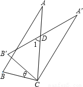 个角度θ后得到△a′b′c,若∠a=40∠1=70,则旋转角θ等于