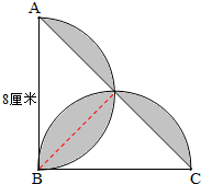 等腰直角三角形的一腰长是8厘米,以它的两腰为
