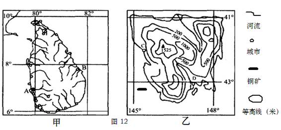 域示意图(1)C、D二城市纬度相近,但气候类型不
