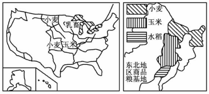 材料1:和东北地区农业分布示意图