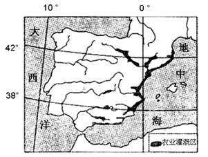 (13分)材料一 下图为伊比利亚半岛河流及农业灌