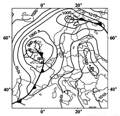 读下图2013年5月15日14:00欧洲部分地区海平