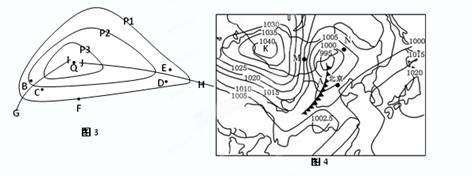 下图为某区域海平面等压线(单位:hPa)分布图,回