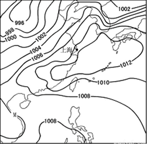 读某区域海平面等压线分布图 (单位:百帕),回