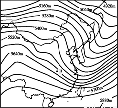 图为某地区1月平均气温分布图(阴影部分为陆