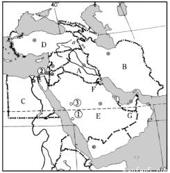 下图是中东地区示意图,读图回答下列问题。(1