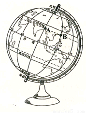 球中的_半球。(3)C点位于世界时区中的_区,A地