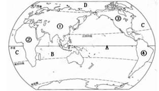 洲和大洋图,请你在相应的位置上按图上代码所
