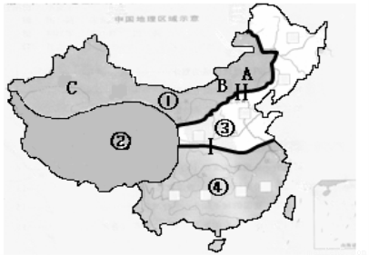 读中国四大地理区域的划分图,完成下列问题。