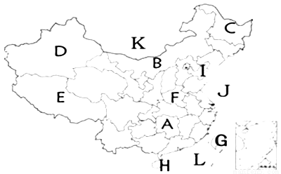下图中的英文字母代表我国相应的省级行政单位
