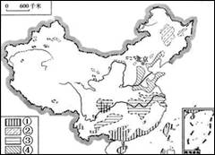 如图为我国四种农作物分布图,结合图例,下列判断正确的是