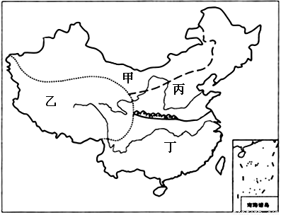 读"我国四大地理区域图",回答下列问题.(5分)