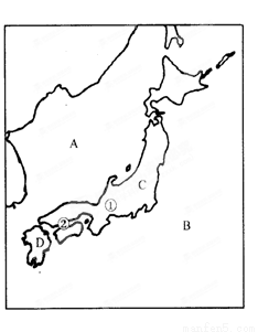 读日本空白地图,回答问题。(7分)(1)日本的四大