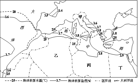 读东亚地区简图,右图为沿图中36°N纬线作的