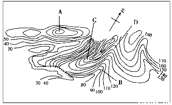 读等高线地形图(单位:米),回答小题。1.若在图中