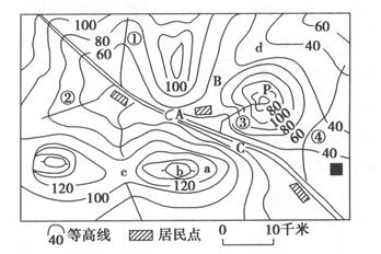 (13分)读广西某地区等高线地形图,完成下列问题